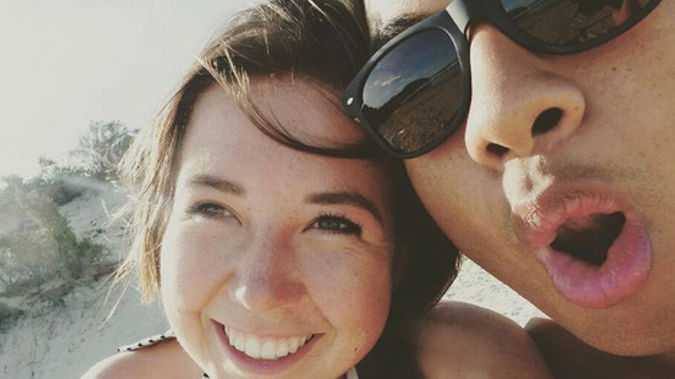 Temson Junior Simeki pictured with girlfirend Leonie Hafke, has been identifed as the Auckland man missing after trying to rescue a tourist in Bali Photo/ Facebook