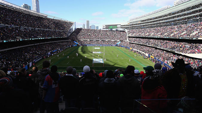 Soldier Field in Chicago, which hosted the All Blacks, is one of the stadiums bidding for Football World Cup games (Getty Images)