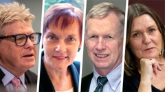 Former High Court Judge Simon Moore, Marie Dyhrberg KC, retired University of Auckland law professor Bill Hodge, and sexual violence campaigner Louise Nicholas. Photo / Katie Harris