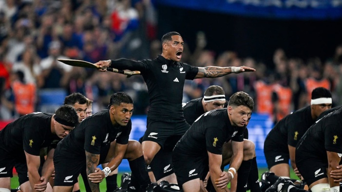 Aaron Smith leads the All Black haka at the 2023 Rugby World Cup in France. Photo / Andrew Cornaga, Photosport