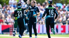 Tim Southee celebrates a wicket during the fifth T20. Photo / Photosport