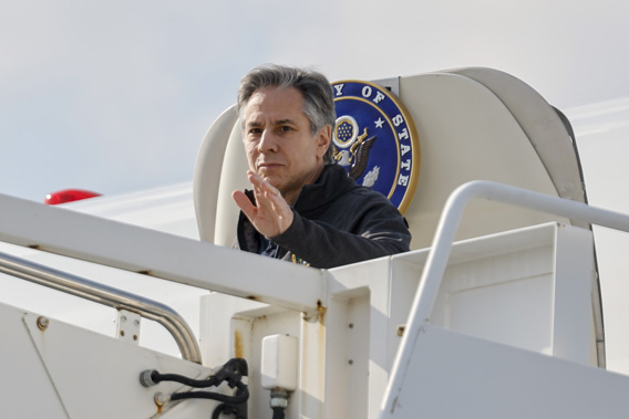 U.S. Secretary of State Antony Blinken arrives at Incirlik Air Base near Adana, Turkey, Sunday, Feb. 19, 2023. Photo / AP