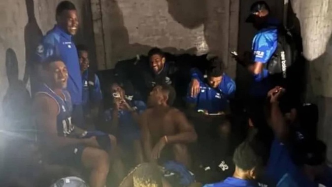 The Fijian Drua players and management allegedly travelled in the back of a truck after their team bus was cancelled. Photo / Facebook
