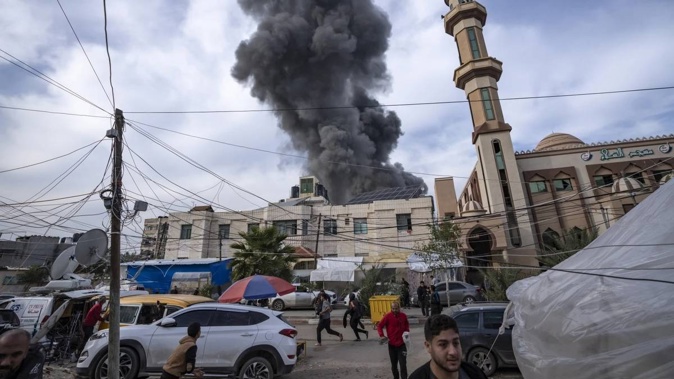 Smoke rises following an Israeli bombardment on Rafah, southern Gaza Strip. Photo / AP