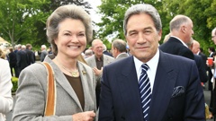 Henrietta Russell, Dowager Duchess of Bedford, pictured with  Winston Peters.