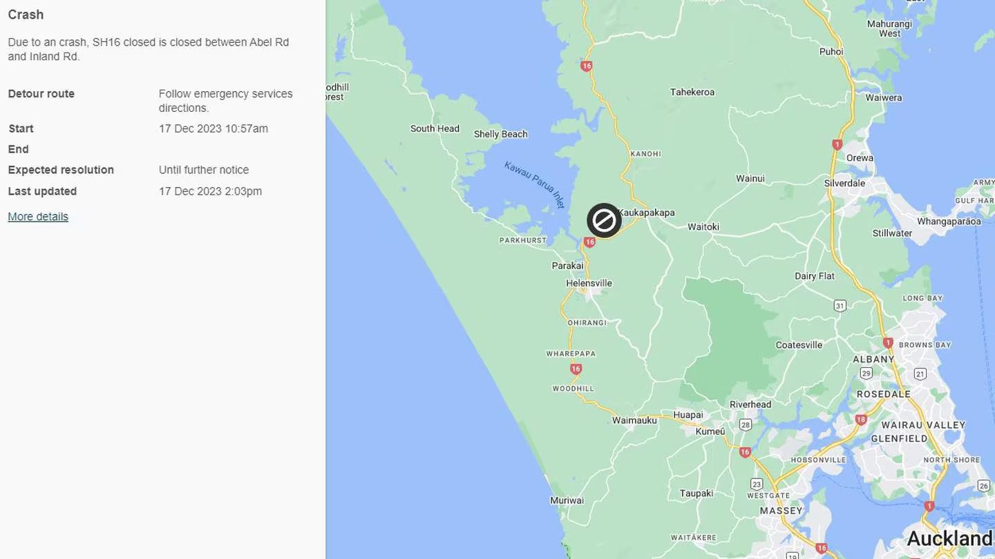 SH16 has been closed this afternoon after a truck crashed between Helensville and Kaukapakapa.