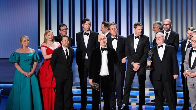 Jesse Armstrong accepts the Outstanding Drama Series award for Succession onstage during the 75th Emmy Awards. Photo / Getty Images