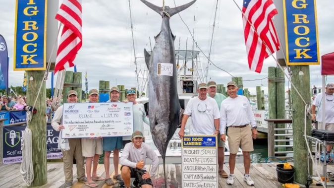 Captain Rom Whitaker and the crew of Release, from Hatteras Island, won a remarkable prize using a New Zealand-designed lure. Photo / Supplied