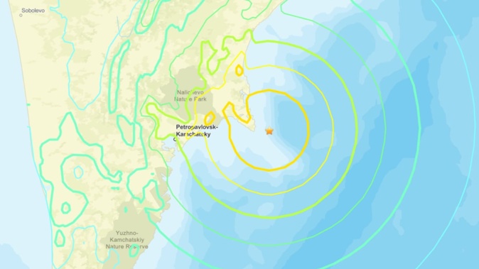A 7.4-magnitude quake struck off the coast of Kamchatka in Russia's Far East. Photo / USGS