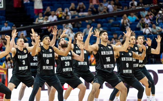 The Tall Blacks perform a haka before a 2019 Basketball World Cup game. (Photo / Photosport)