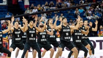 Tall Blacks celebrate beating out Australian Boomers