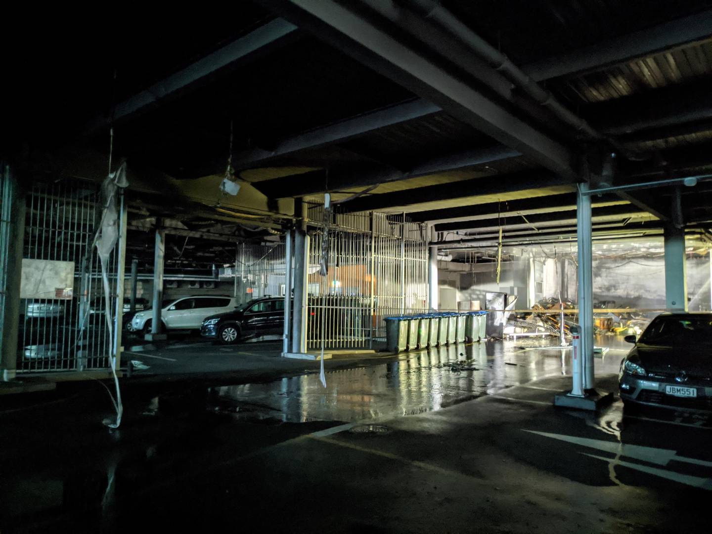 The aftermath of the massive fire near Newmarket in a basement carpark.