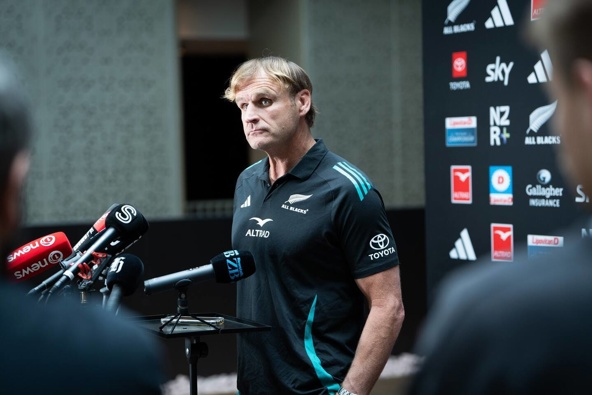 All Blacks head coach Scott Robertson spoke to the media ahead of their weekend test at Eden Park. Photo / Cameron Pitney.