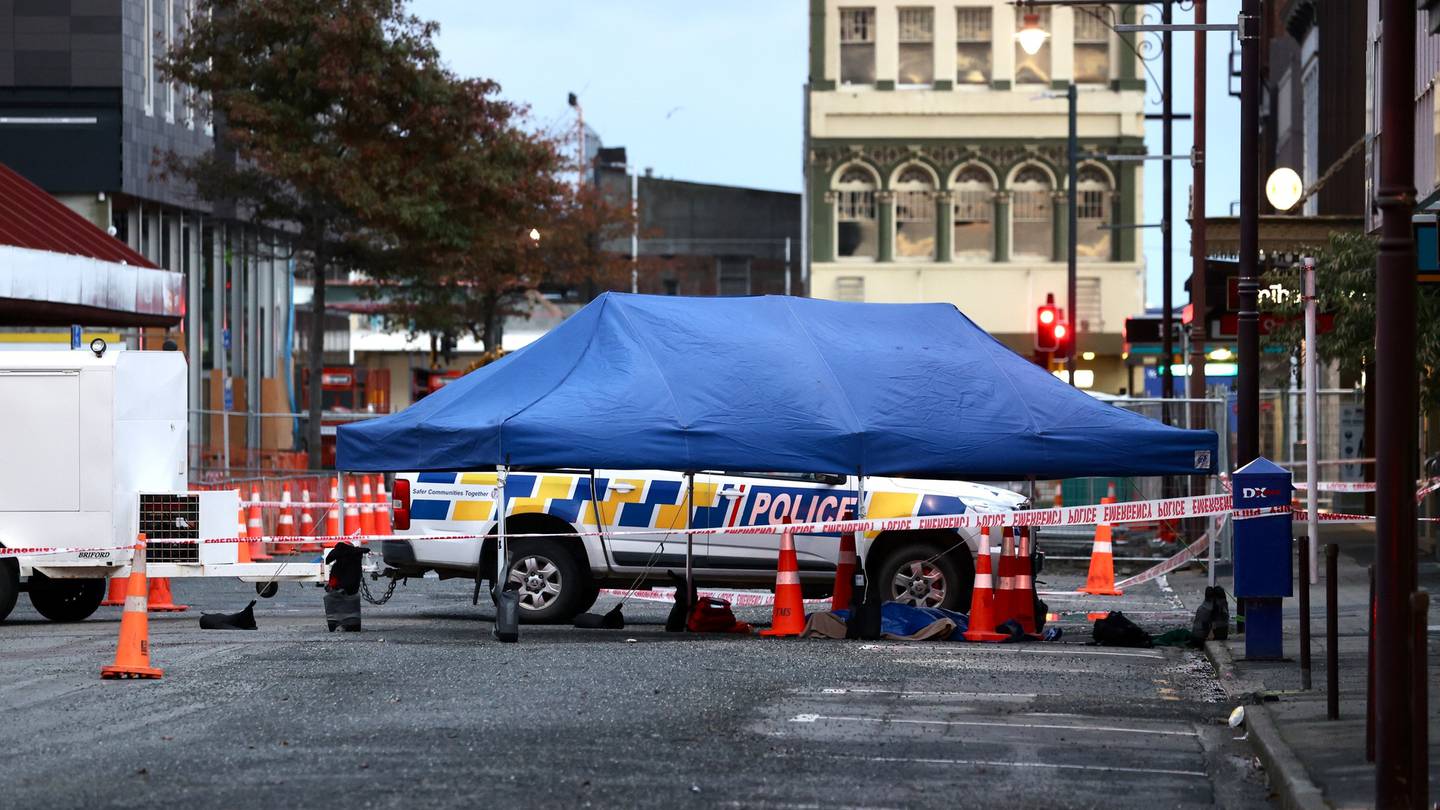 The scene of a fatal stabbing that claimed one life and has left a second man fighting for his life. (Photo / George Heard)