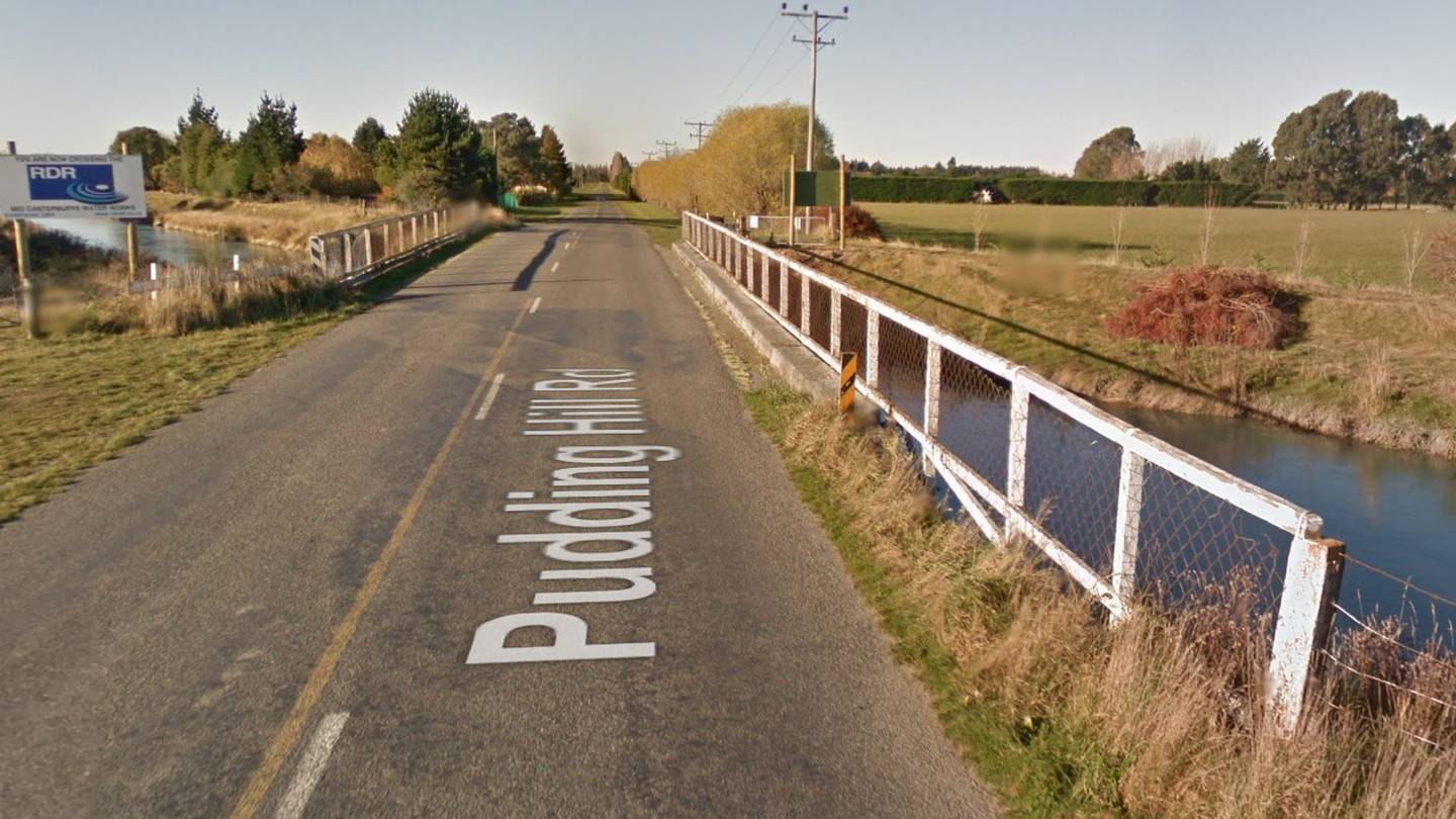 Emergency services received a report about a car that went into the canal off Pudding Hill Rd shortly after 1am yesterday. (Photo / Google)