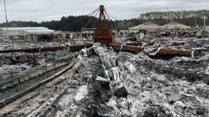 The fire-damaged Christchurch Wastewater Treatment Plant in Bromley. (Photo / Supplied)
