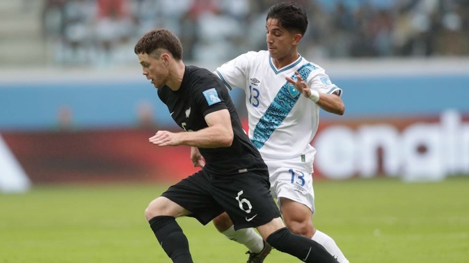 Fin Conchie (left) at the recent Under-20 World Cup. Photo / AP