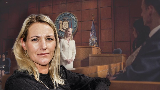 Mother-of-five Gillian Bearman picked up some tips for cross-examining witnesses from watching the TV series Suits, (background). Photo / NZME