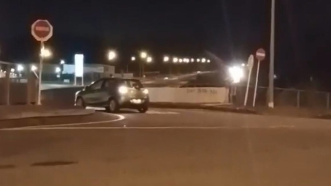 The driver headed on to the Waikato Expressway off-ramp, nearly hitting oncoming vehicles.