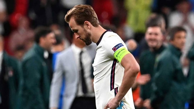 England captain Harry Kane after his side's defeat in Euro 2020 final. Photo / NZ Herald