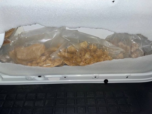 Some of the MDMA and methamphetamine found hidden in van panels. Photo / Customs