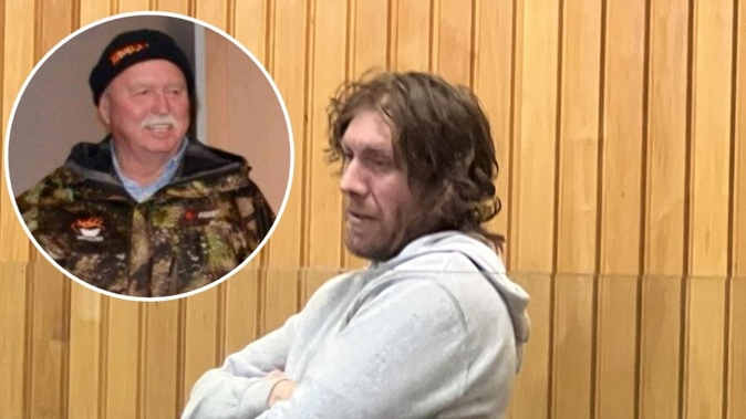 Mark Jefferson at a previous appearance in the High Court at Rotorua. Yesterday, he pleaded guilty to the manslaughter of Stuart Stobie (inset) while the pair were on a hunting trip in Minginui in March. Photos / Kelly Makiha, Supplied