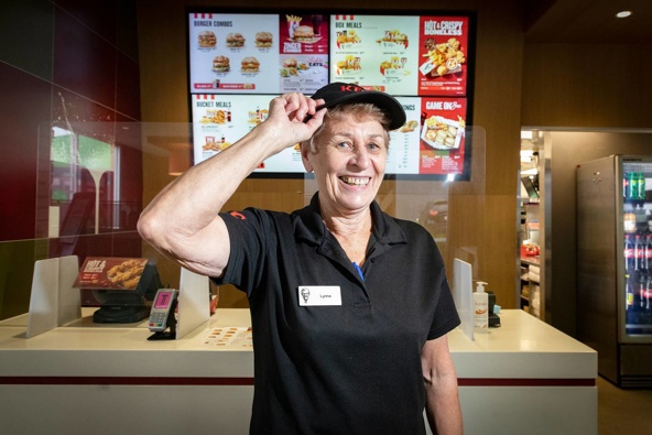 Lynne Ogilvie retired from her job working at KFC for 43 years this week. Photo / Andrew Warner