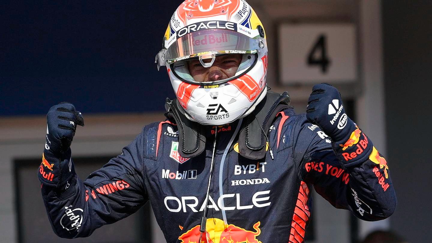 Dutch Formula One driver Max Verstappen of Red Bull Racing celebrates winning the Hungarian Formula One Grand Prix. Photo / AP