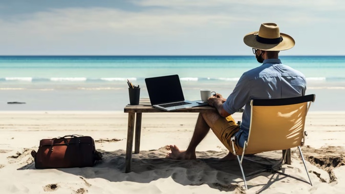Think working from a holiday destination is a win-win? The experts aren't so sure. Photo / 123RF