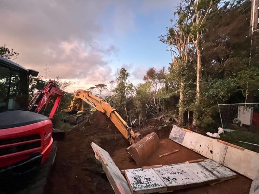 Greg Jonkers is protesting the erection of a cellphone mast in front of his Waitakere property entrance. Photo / Supplied
