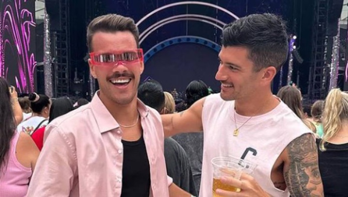 Jesse Baird and Luke Davies together at a Pink concert in Sydney on the weekend of February 10.