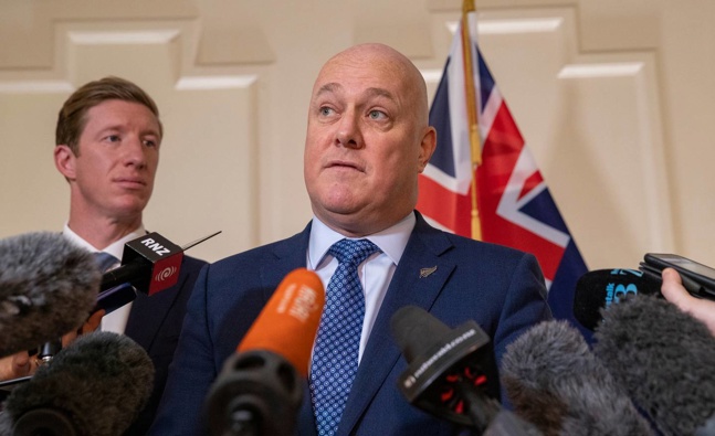 National Party leader Christopher Luxon and MP Sam Uffindell. Photo / NZ Herald
