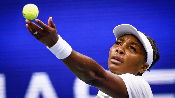 Venus Williams serves against Karolina Muchova at the US Open. Photo / AFP