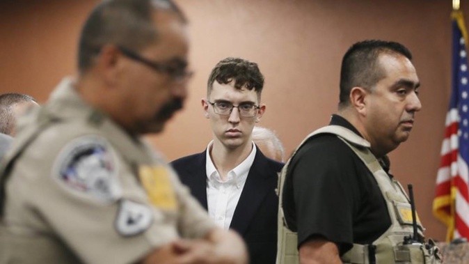 El Paso Walmart shooting suspect Patrick Crusius pleads not guilty during his arraignment in El Paso, Texas, in 2019. Photo / AP file