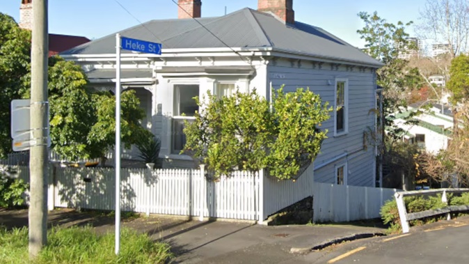 A car was driven into a group of people before hitting a pole at Heke St. Image / Google Maps