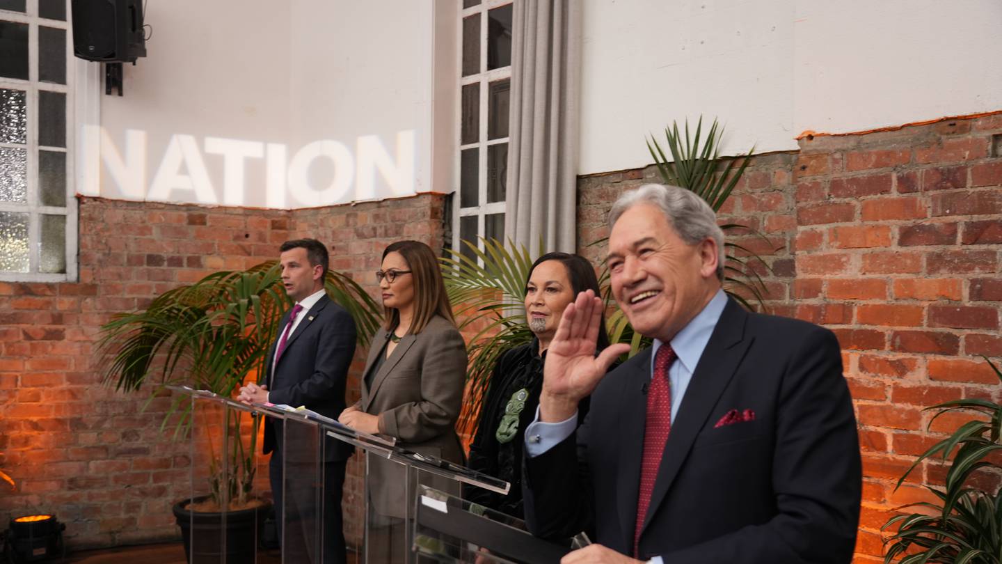 NZ First leader Winston Peters, Te Pāti Māori co-leader Debbie Ngarewa-Packer, Green Party co-leader Marama Davidson and Act leader David Seymour during the Newshub Powerbrokers debate two weeks ago. Photo / Newshub Nation, Warner Bros. Discovery.