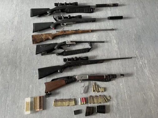 Police arrested two people and seized firearms and ammunition after a firearm was discharged near a house in Cheviot. Photo / NZ Police
