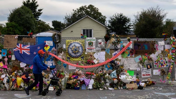 Tributes and flowers for the victims of the March 15, 2019 terror attack at Linwood Islamic Centre in Christchurch. Photo / AFP, Anthony Wallace, RNZ