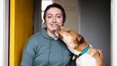 Bryony Smith, who underwent brain surgery this year for her stage two brain tumour, with her dog Rosie. Photo / Alex Cairns