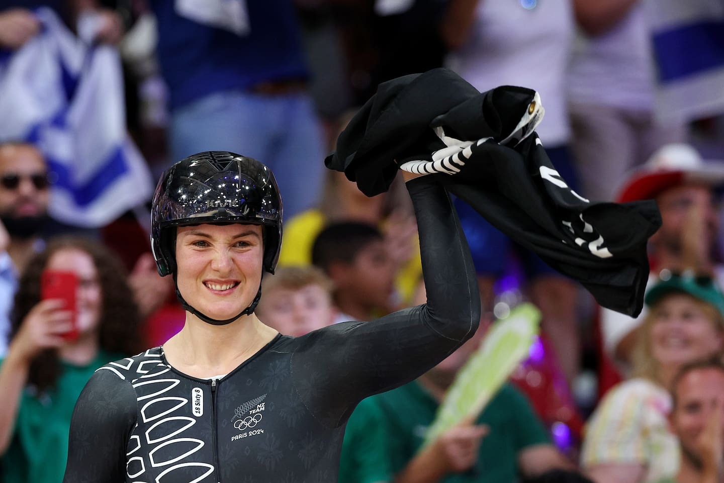 Ellesse Andrews celebrates sprint victory. Photo / Getty Images