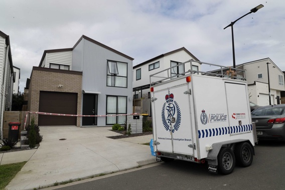 Police at the scene of a sudden death in Silverdale. Photo Hayden Woodward