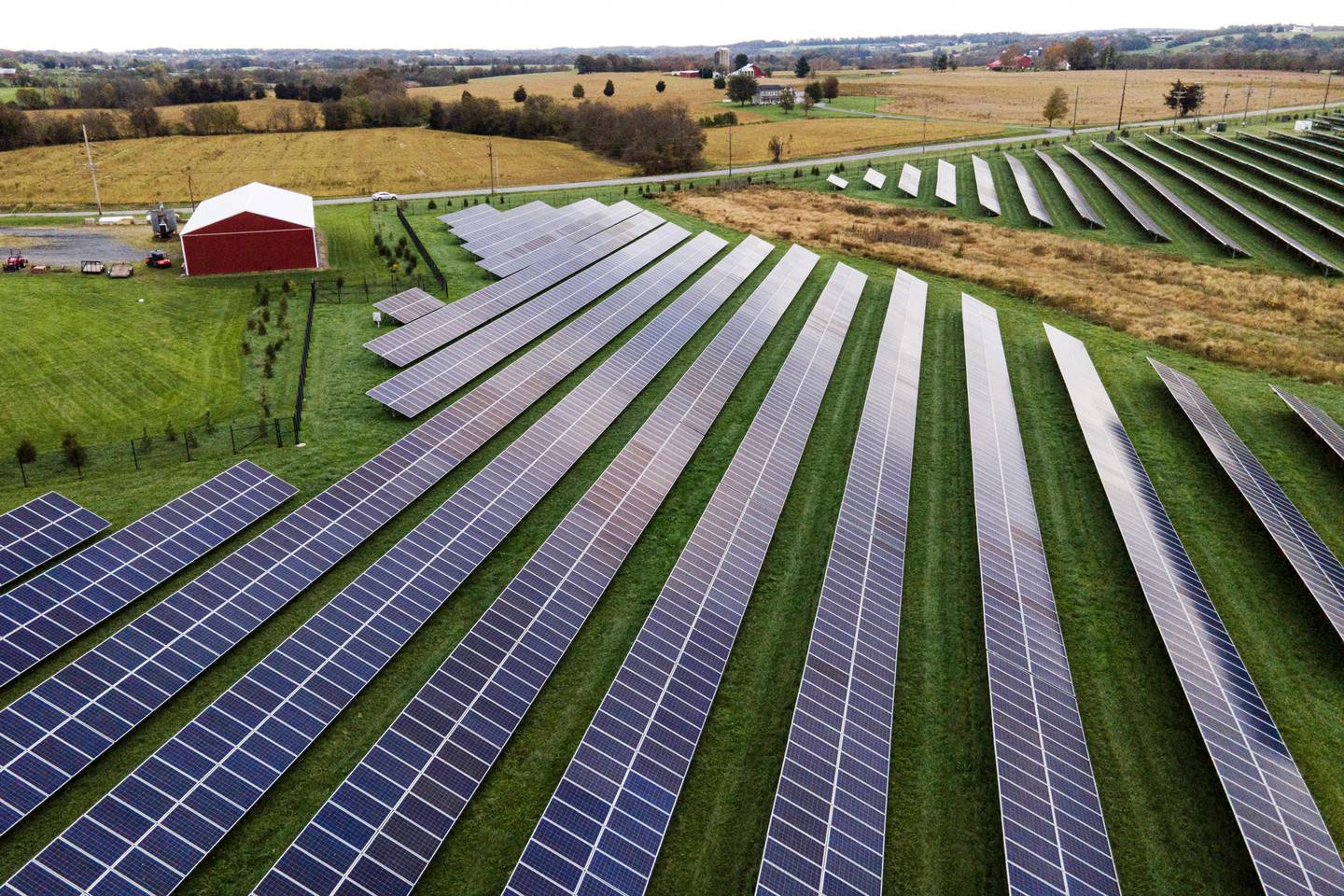 Farmland with solar panels from Cypress Creek Renewables, Maryland, US. Photo / AP