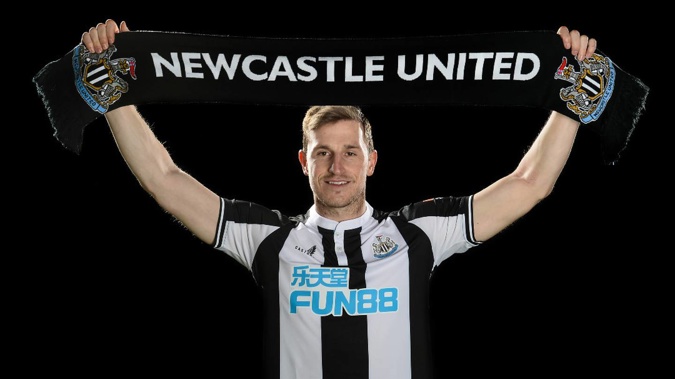 Chris Wood is photographed in his fresh Newcastle kit. (Photo / Getty)