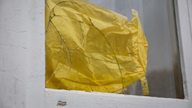The house was attacked at midnight, smashing a window. Photo / Sylvie Whinray