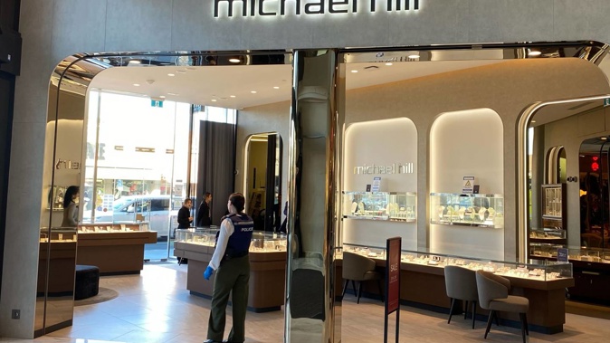 The Michael Hill store in Newmarket after an attempted robbery today. Photo / Dean Purcell
