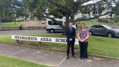 Education Minister Jan Tinetti visited Whangamatā Area School to hear the views of principal Alistair Luke.