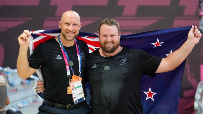 Dale Stevenson and Tom Walsh at the Tokyo Olympics. Photo / Photosport