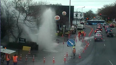 A burst water main on Bealey Avenue (Supplied)
