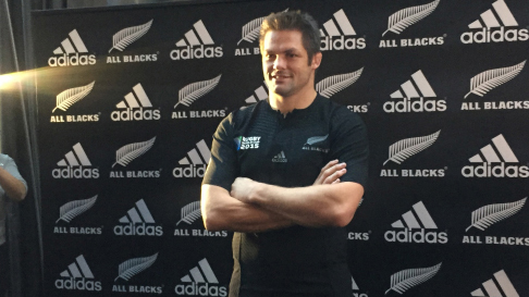 Richie McCaw showcasing the All Blacks Rugby World Cup 2015 jersey. (Rikki Swannell)