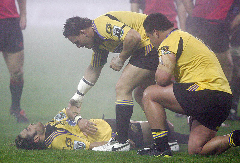 He was later knocked out cold, and controversially kept playing.